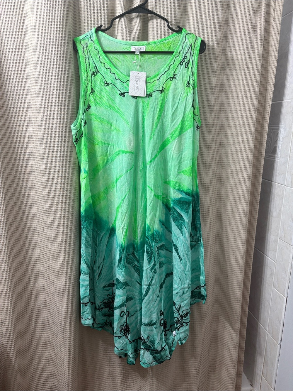 Tamsy plus size Green Ombre Sleeveless dress